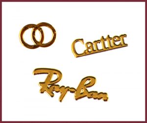 3-D Nail Sticker Kit Cartier / Ray Ban / Gucci - Gold