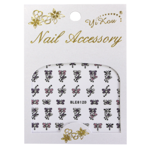 3-D Nail Sticker model Butterfly Pink/Purple/Silver BLE812D
