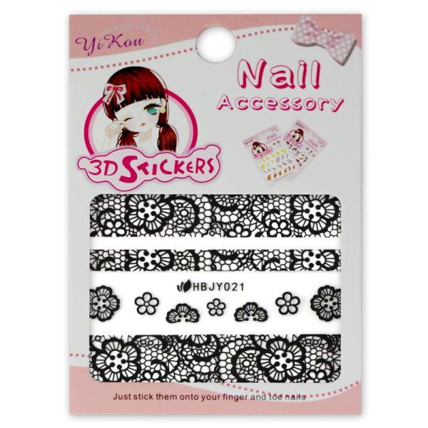 3-D Nail Sticker model Lace Black HBJY021