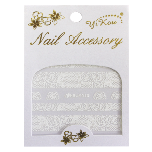 3-D Nail Sticker model Lace White HBJY010