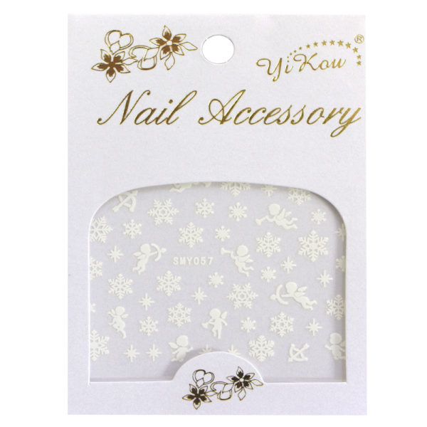 3-D Nail Sticker model White Snowflake and Cupid SMY057