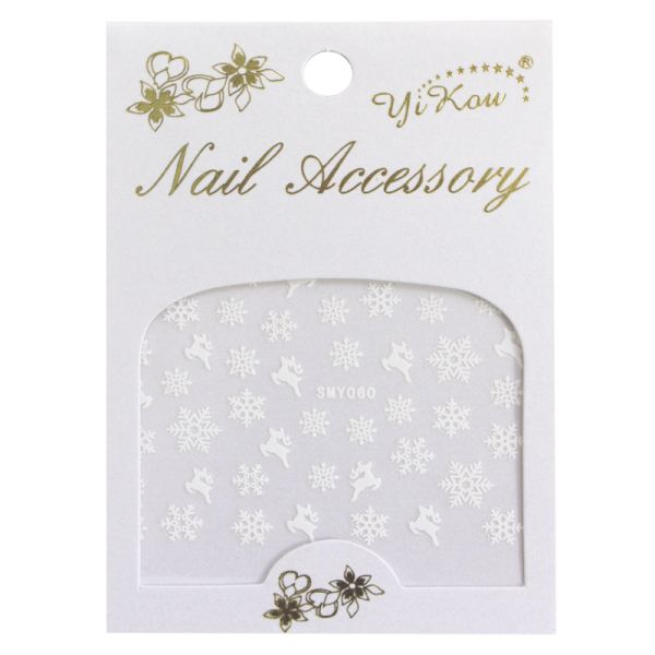 3-D Nail Sticker model White Snowflake and Reindeer SMY060