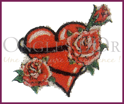 Body Jewelry Sticker Heart and Roses (BCACR)