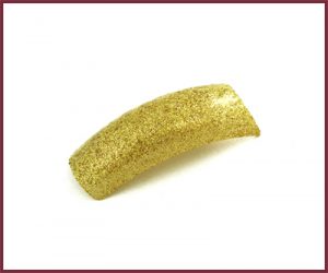 Colored Nail Tips - Half Well - Gold Glitter #216 (100)