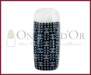Decorative Nail Tips - Full Well - Chanel Logo White/Black (70)