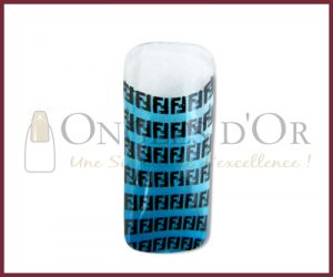 Decorative Nail Tips - Full Well - FF Logo Black/Metallic Blue (