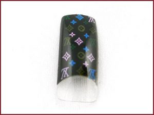 Decorative Nail Tips - Full Well - Louis Vuitton Logo Color/Blac