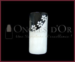 Decorative Nail Tips - Full Well - White French Style with Flowe