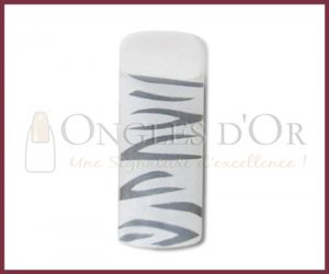 Decorative Nail Tips - Full Well - Zebra Pattern Silver/White (7