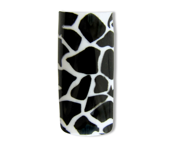 Decorative Nail Tips Half Well Black Giraffe on White (70) (PDFL