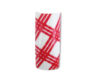 Decorative Nail Tips - Half Well - Burbury Style Red/White (70)