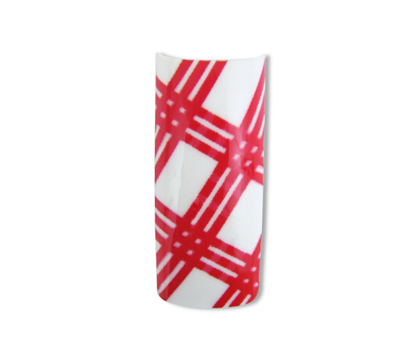 Decorative Nail Tips – Half Well – Burbury Style Red/White (70)