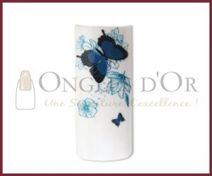 Decorative Nail Tips - Half Well - Butterfly Blue/White (70)