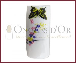 Decorative Nail Tips - Half Well - Butterfly Yellow/White (70)