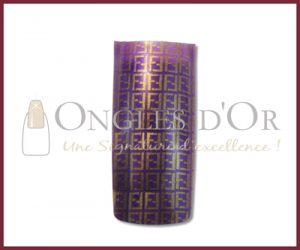 Decorative Nail Tips - Half Well - FF Logo Gold/Purple (70)