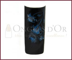 Decorative Nail Tips - Half Well - Flower Blue/Black (70)
