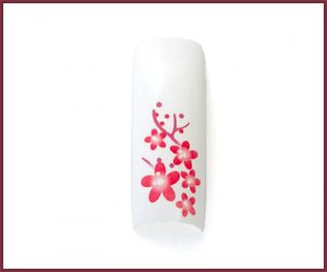 Decorative Nail Tips - Half Well - Flower Red/White (YN39) (70)