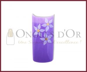 Decorative Nail Tips - Half Well - Flowers White/Purple (70)
