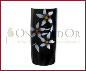 Decorative Nail Tips - Half Well - Flowers White/Red/Black (70)
