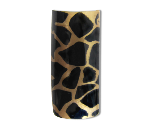 Decorative Nail Tips Half Well Giraffe Black on Gold (70) (PDFL3