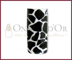 Decorative Nail Tips - Half Well - Giraffe Print Black/White (70