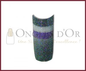 Decorative Nail Tips - Half Well - Glitters Black/Silver/Purple
