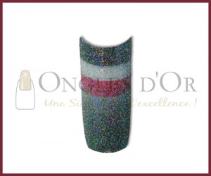 Decorative Nail Tips - Half Well - Glitters Black/Silver/Red (10