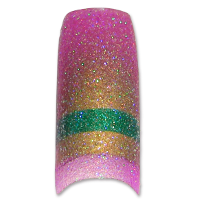 Decorative Nail Tips - Half Well - Glitters Fushia/Gold/Green (1