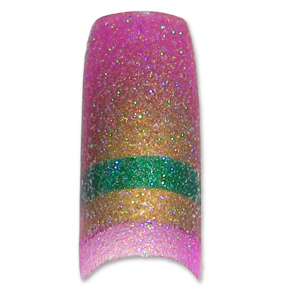 Decorative Nail Tips – Half Well – Glitters Fushia/Gold/Green (1