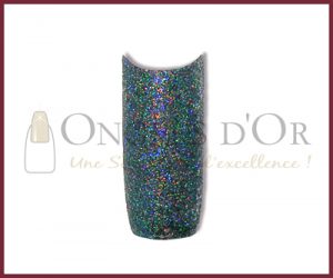 Decorative Nail Tips - Half Well - Glitters Holographic Black (1