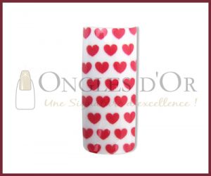 Decorative Nail Tips - Half Well - Heart Red/White (70)