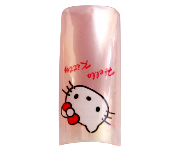 Decorative Nail Tips Half Well Hello Kitty Pink Background (70)