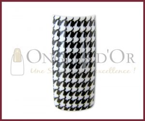 Decorative Nail Tips - Half Well - Hounstooth Pattern (Small) Bl