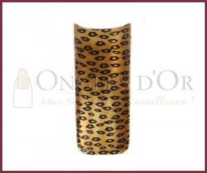 Decorative Nail Tips - Half Well - Leopard Print Black/Gold (70)