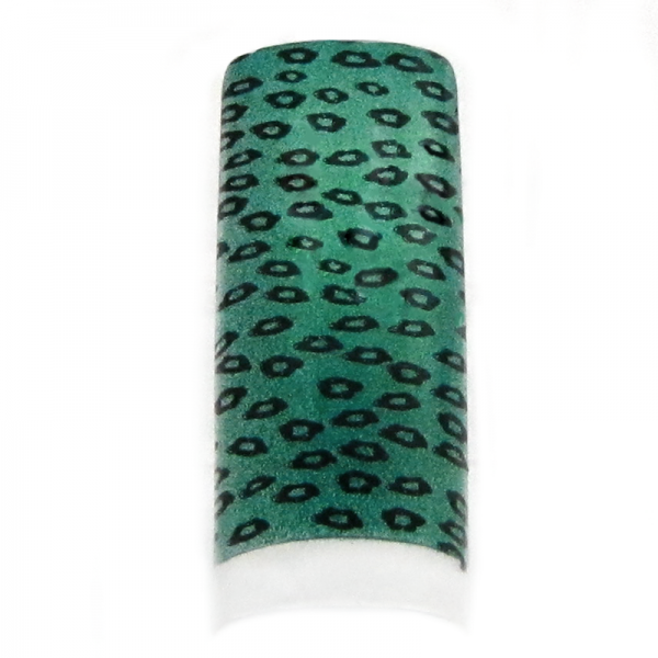 Decorative Nail Tips – Half Well – Leopard Print Black/Green (70