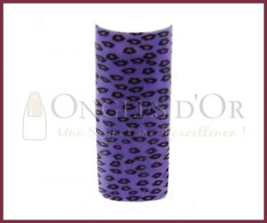 Decorative Nail Tips - Half Well - Leopard Print Black/Purple (7