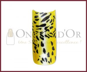 Decorative Nail Tips - Half Well - Leopard Print Black/Yellow/Wh