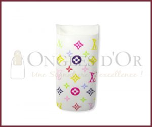 Decorative Nail Tips - Half Well - Lois Vuitton Logo White/Color