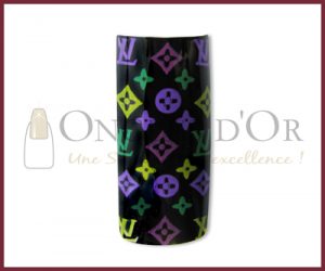 Decorative Nail Tips - Half Well - Louis Vuitton Logo Color/Blac