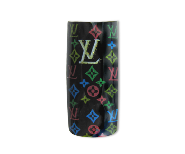 Decorative Nail Tips - Half Well - Louis Vuitton Logo Color/Blac