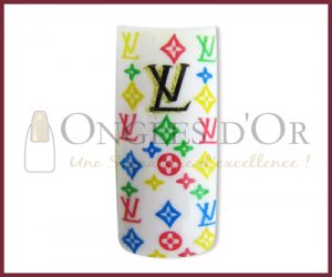 Decorative Nail Tips - Half Well - Louis Vuitton Logo Color/Whit