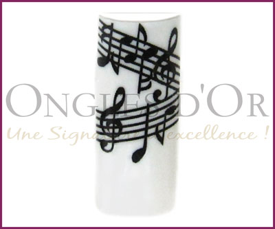 Decorative Nail Tips Half Well Musical Notes Black/White (70) (P