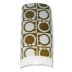 Decorative Nail Tips - Half Well - Omega Whtie/Gold (70)