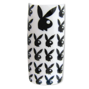Decorative Nail Tips - Half Well - Playboy Logo Black/White (70)