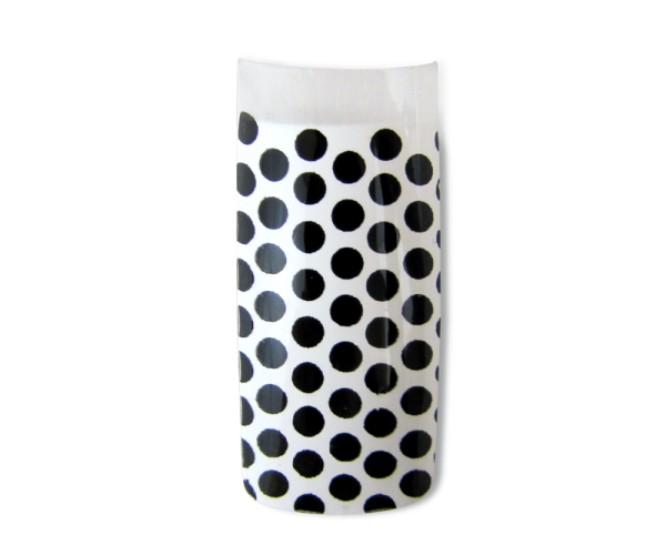 Decorative Nail Tips Half Well Polka Dots Pattern Black on White