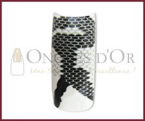Decorative Nail Tips - Half Well - Skakeskin Black/Grey/Silver (