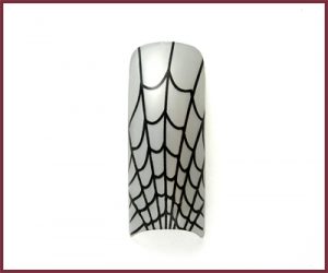 Decorative Nail Tips - Half Well - Spider Web Black/Grey (70)