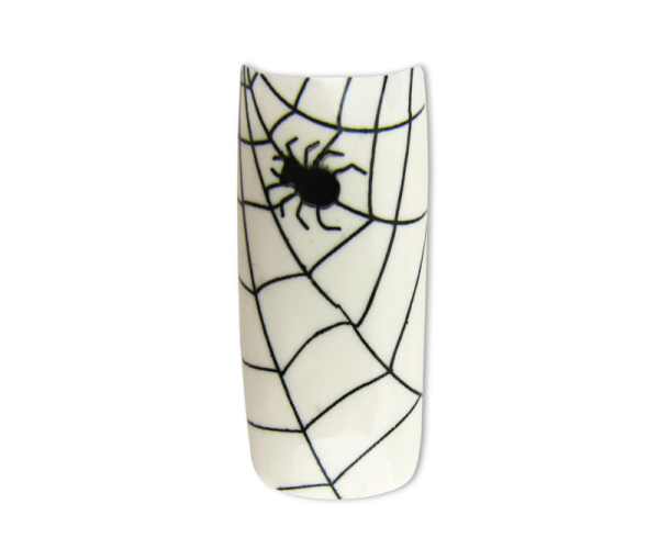 Decorative Nail Tips – Half Well – Spider Web Black/White (70)