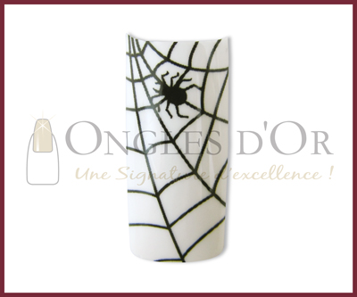 Decorative Nail Tips – Half Well – Spider Web Black/White (70)