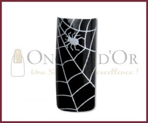 Decorative Nail Tips - Half Well - Spider Web White/Black (70)
